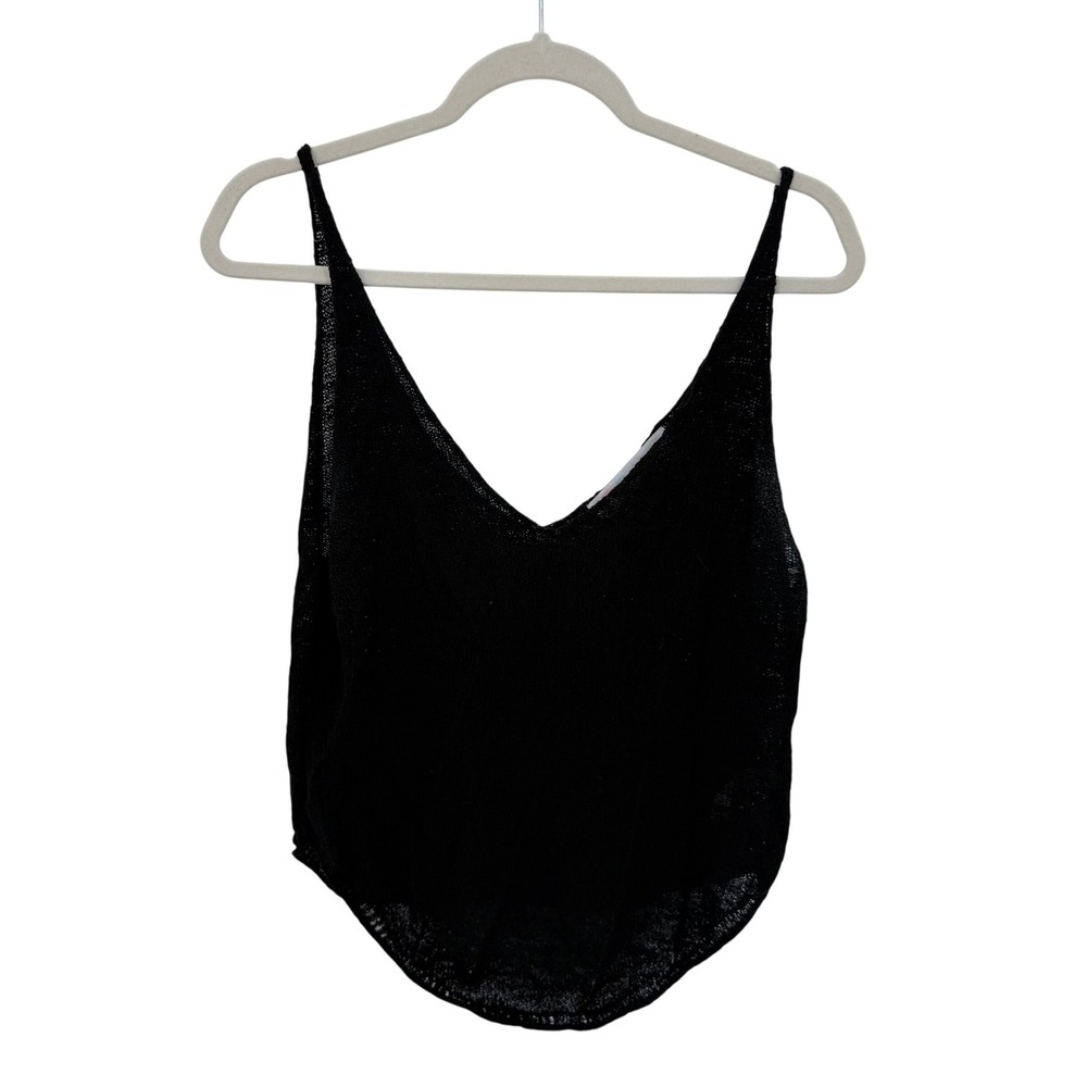Free People FP Beach Black Knit V-Neck Cami Tank Top Medium OB829377